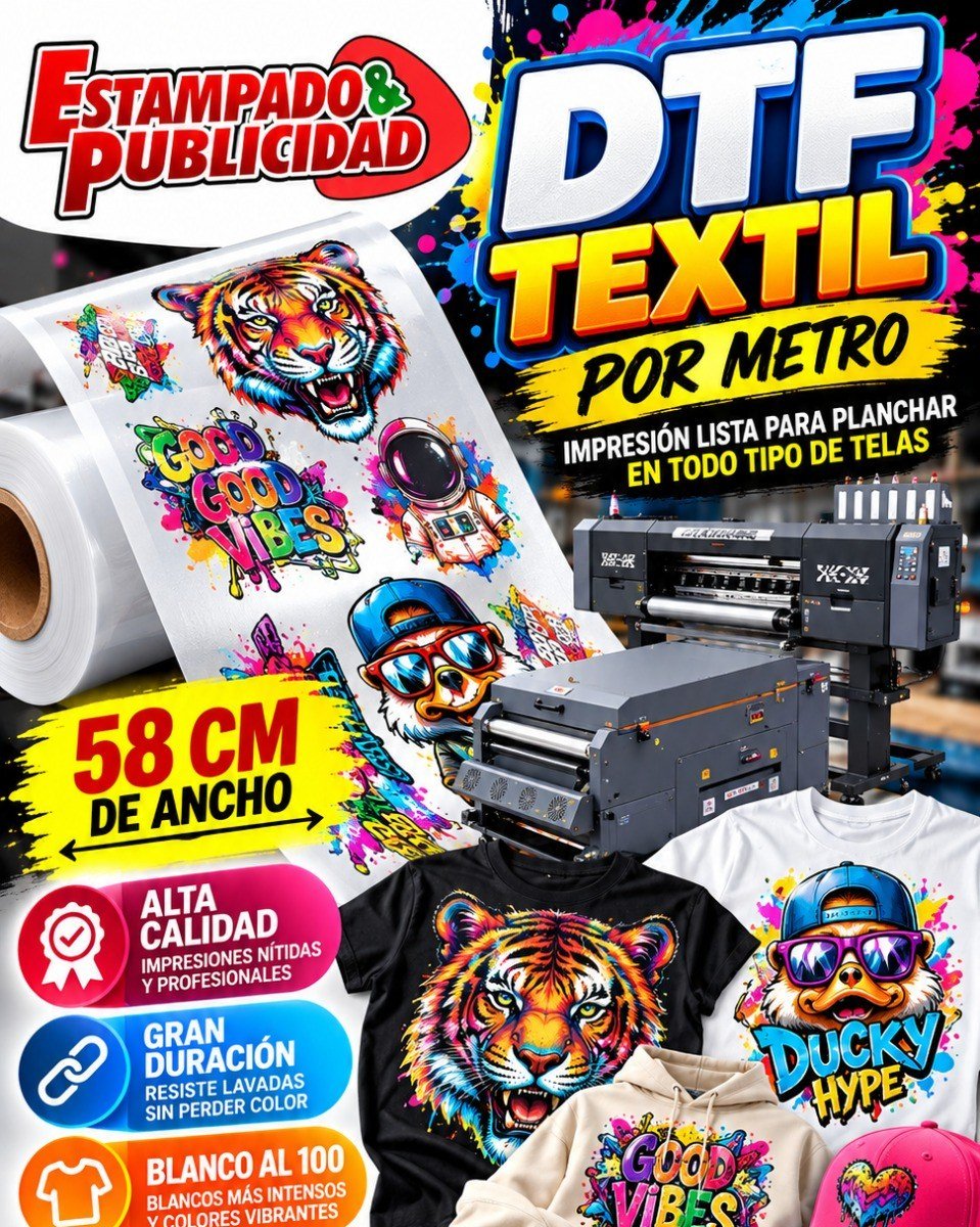 Impresión DTF textil con diseños coloridos
