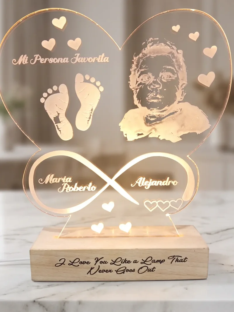 Pieza personalizada en acrílico con iluminación.